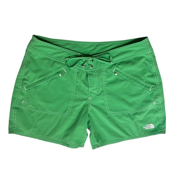 THE NORTH FACE Green Womens Board Shorts sz 10 Hook & Loop Fly Pockets Stretchy - Picture 1 of 14